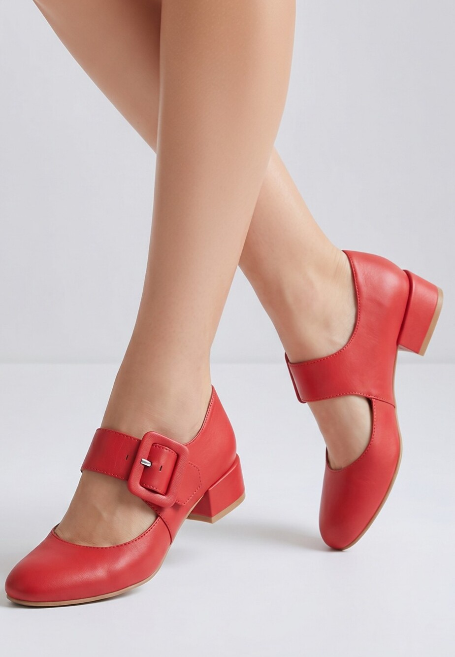 Corso Como Red Mary Jane Block Heel Pumps
